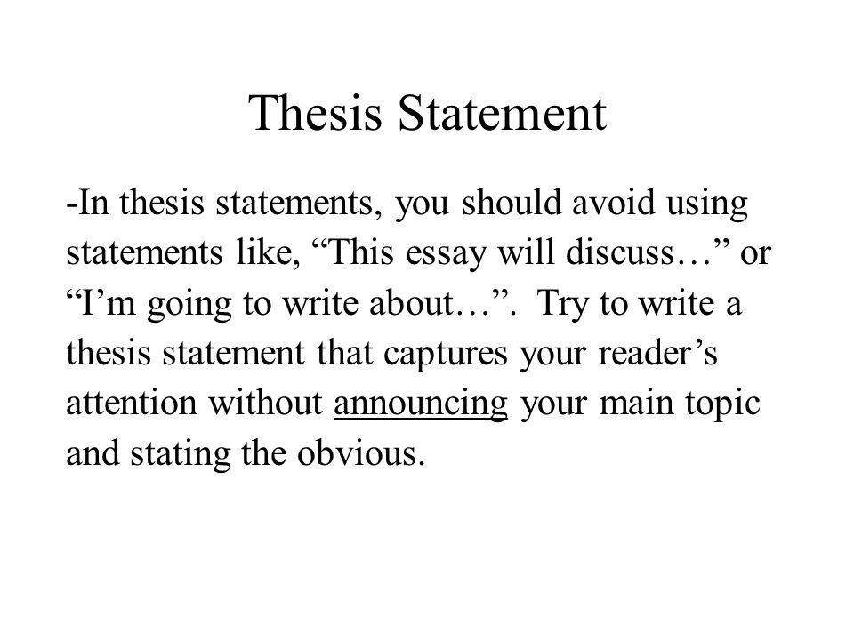 how to write a thesis statement without using i